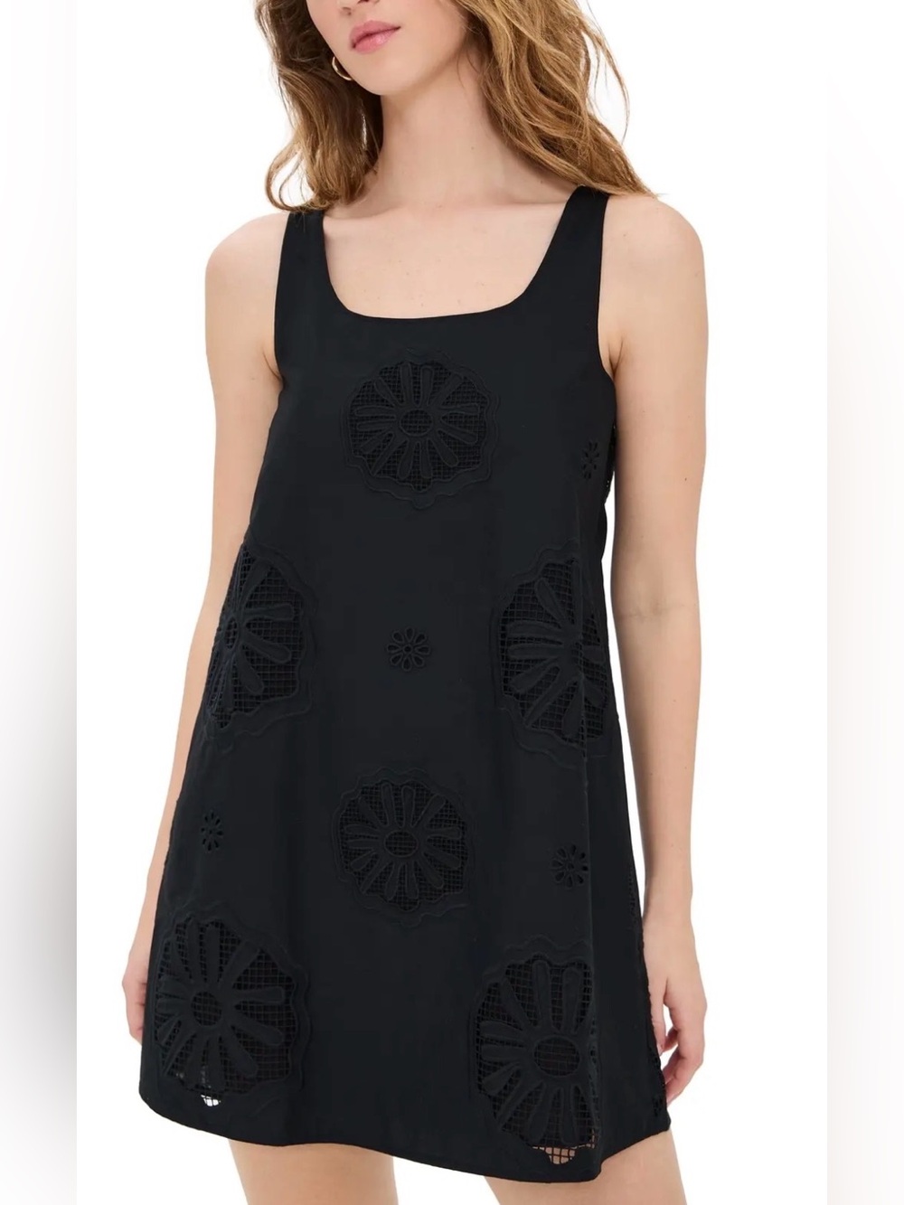 ALIGNE Belle Broderie Black Embroidered Cutwork Mini Dress Size US 6